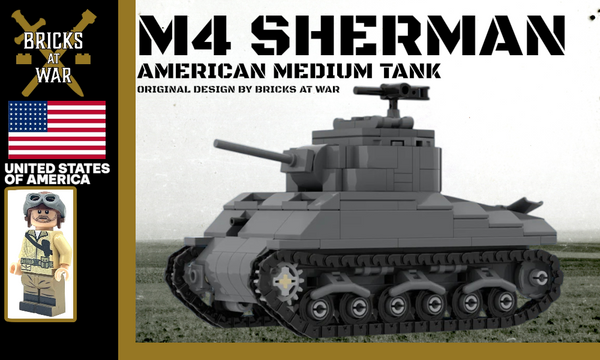 M4 Sherman Tank - WWII Allied Tank with US WWII Tank Driver Minifigure