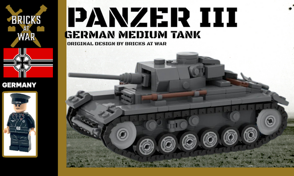 Panzer III - WWII German Tank with German Panzer Tank Driver Minifigure