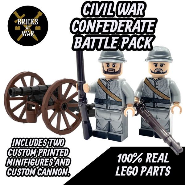 Confederate Army Civil War Battlepack with Cannon and 2x Confederate Soldier Minifigures