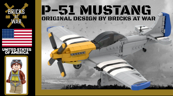 P-51 Mustang -  WWII US Fighter Aircraft with WWII US Pilot Minifigure
