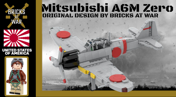 Mitsubishi A6M Zero -  WWII Japanese Fighter Aircraft with WWII Japanese Pilot Minifigure