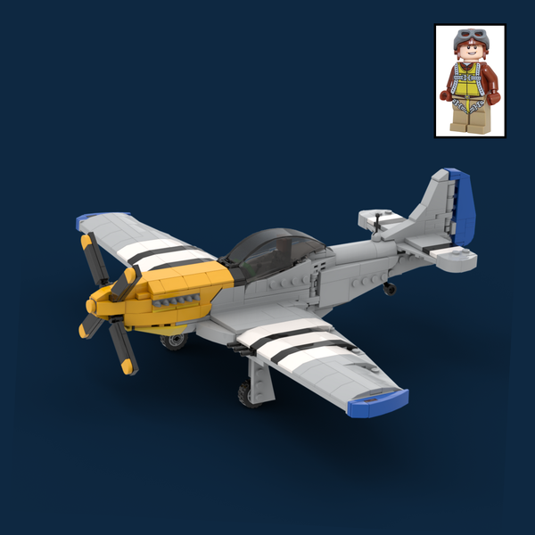P-51 Mustang -  WWII US Fighter Aircraft with WWII US Pilot Minifigure